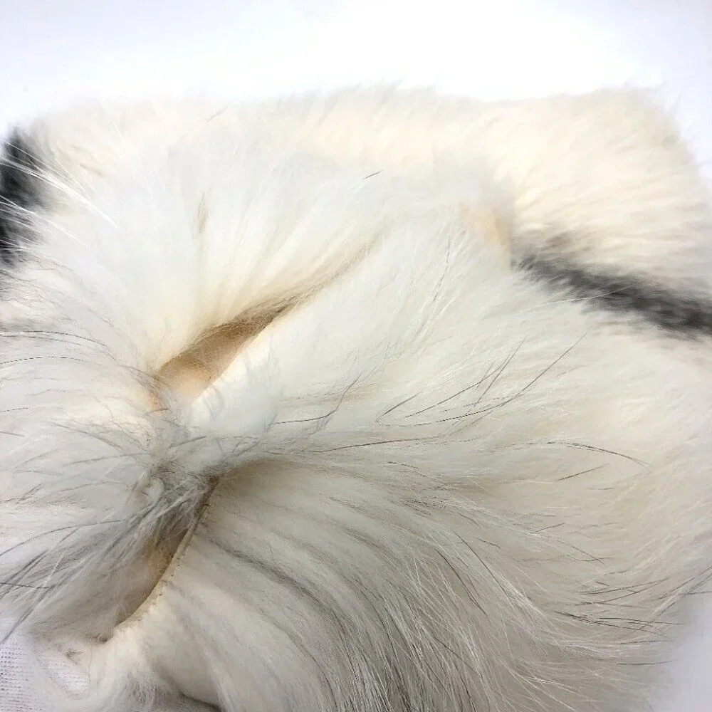 AUTH Dior 86FUR250I820 heart fur Scarf Nylon White/Red/Black